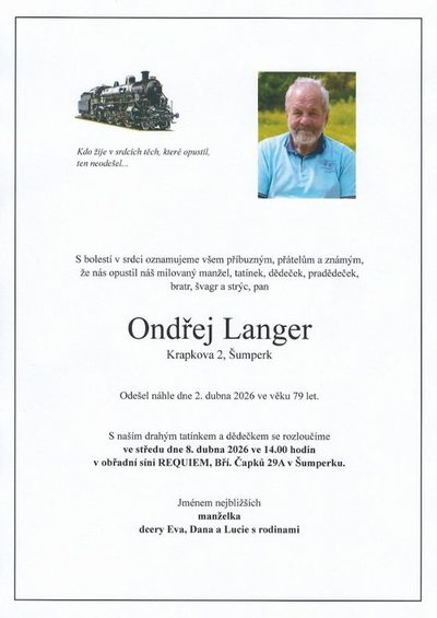 Smuteční oznámení – Ondřej Langer
