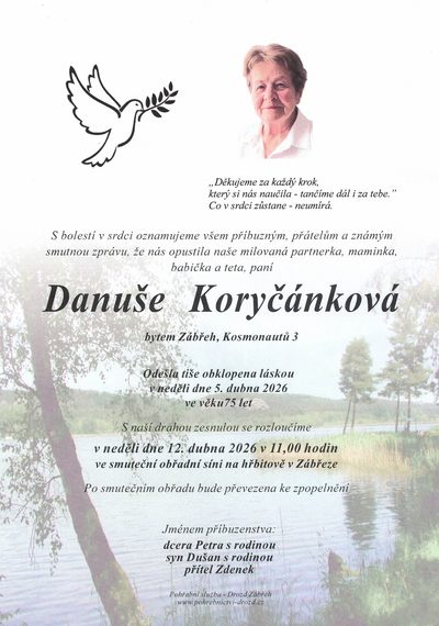 Smuteční oznámení – Danuše Koryčánková