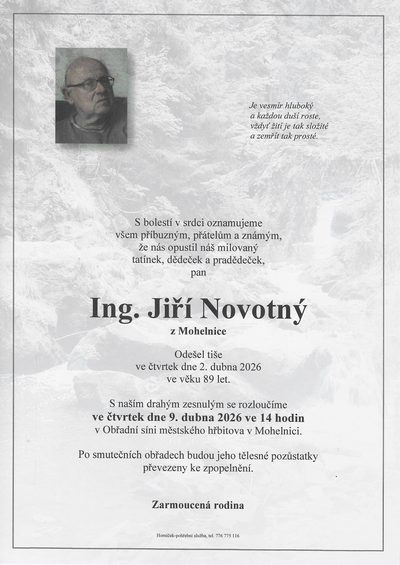 Smuteční oznámení – Jiří Novotný
