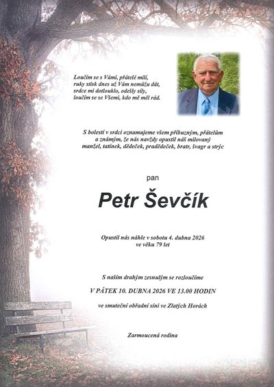Smuteční oznámení – Petr Ševčík