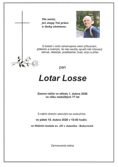 Smuteční oznámení – Lotar Losse