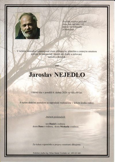Smuteční oznámení – Jaroslav Nejedlo