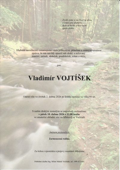 Smuteční oznámení – Vladimír Vojtíšek