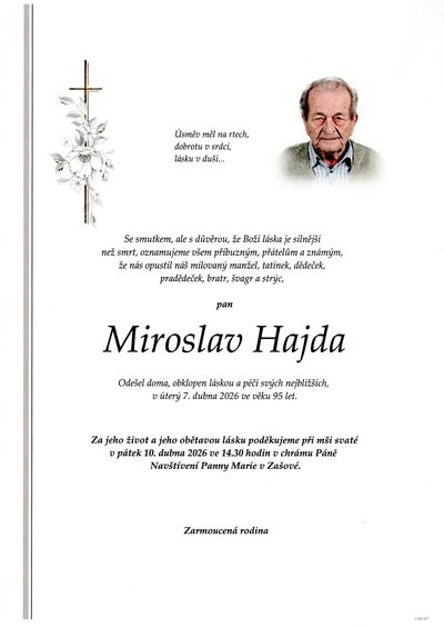 Smuteční oznámení – Miroslav Hajda