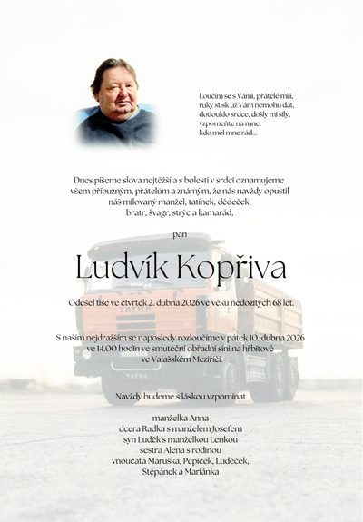 Smuteční oznámení – Ludvík Kopřiva
