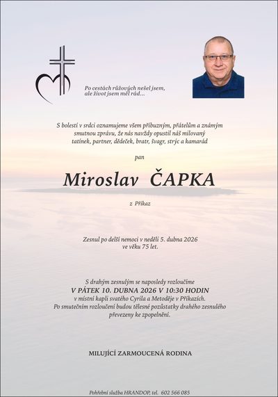 Smuteční oznámení – Miroslav Čapka