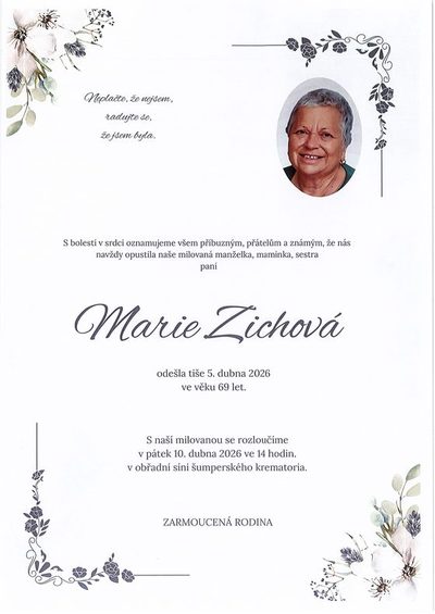 Smuteční oznámení – CHahie Ziehová