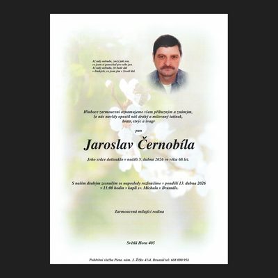 Smuteční oznámení – Jaroslav Černobíla