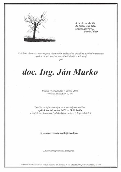 Smuteční oznámení – Odešel Marko