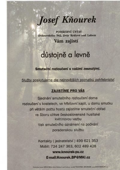 Smuteční oznámení – Zajistíme Pro Vás