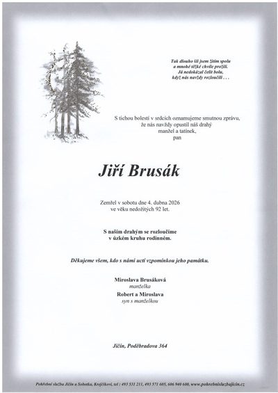 Smuteční oznámení – Jiří Brusák