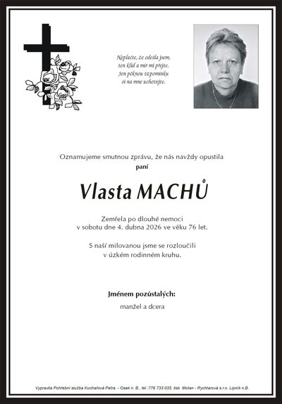Smuteční oznámení – Vlasta Machů