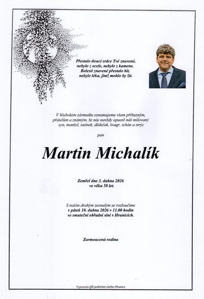 Smuteční oznámení – Martin Michalík