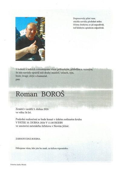 Smuteční oznámení – Roman Boroš