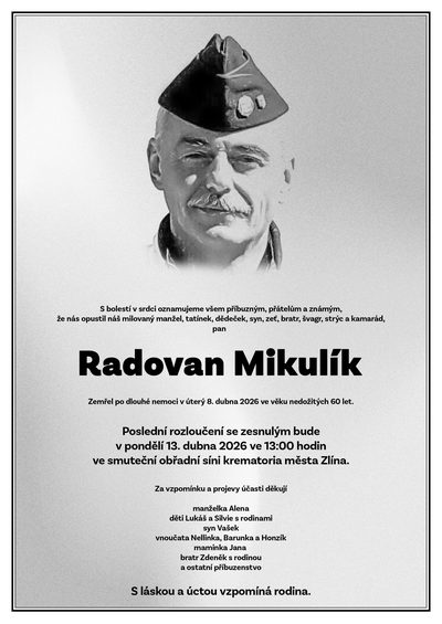 Smuteční oznámení – Radovan Mikulík