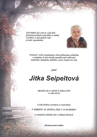 Smuteční oznámení – Jitka Seipeltová