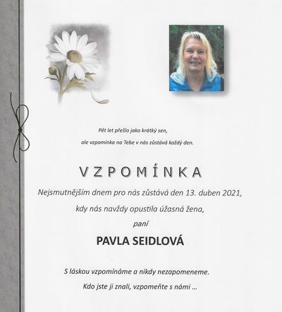 Smuteční oznámení – Pavla Seidlová