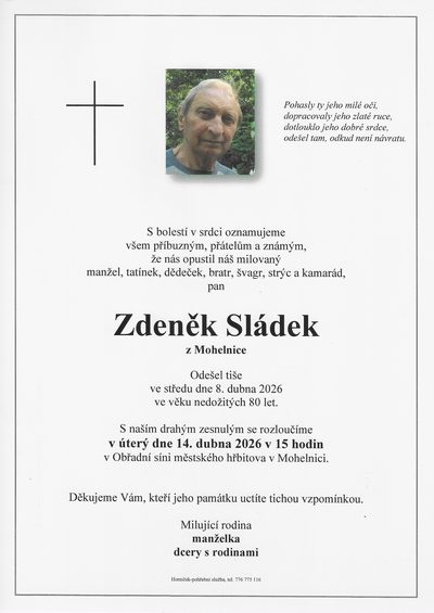 Smuteční oznámení – Zdeněk Sládek