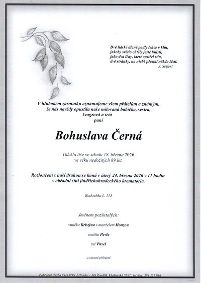 Smuteční oznámení – Jan Pacholík