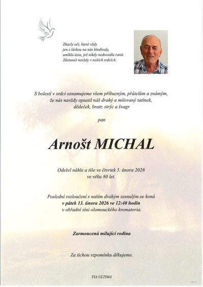 Smuteční oznámení – Arnošt Michal