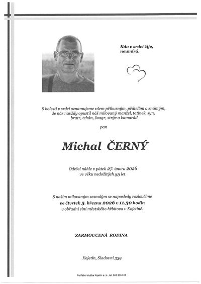Smuteční oznámení – Michal Černý