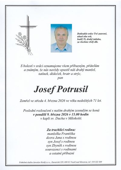 Smuteční oznámení – Josef Potrusil