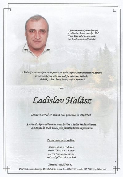 Smuteční oznámení – Ladislav Halász