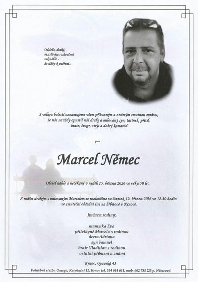 Smuteční oznámení – Marcel Němec