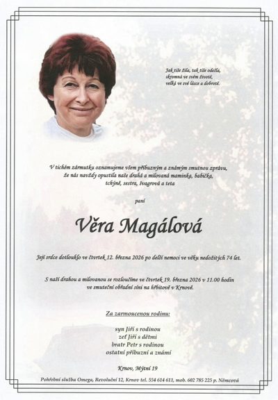 Smuteční oznámení – Její