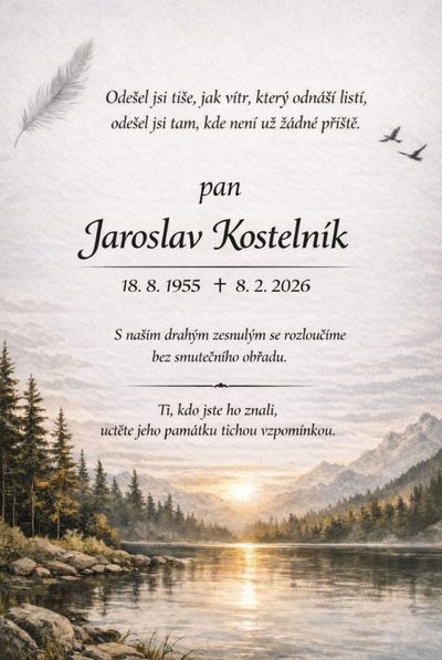 Smuteční oznámení – Jaroslav Kostelník