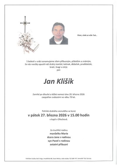 Smuteční oznámení – Jan Klišík