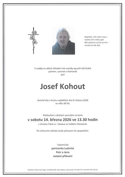 Smuteční oznámení – Josef Kohout