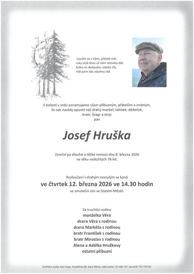 Smuteční oznámení – Josef Hruška