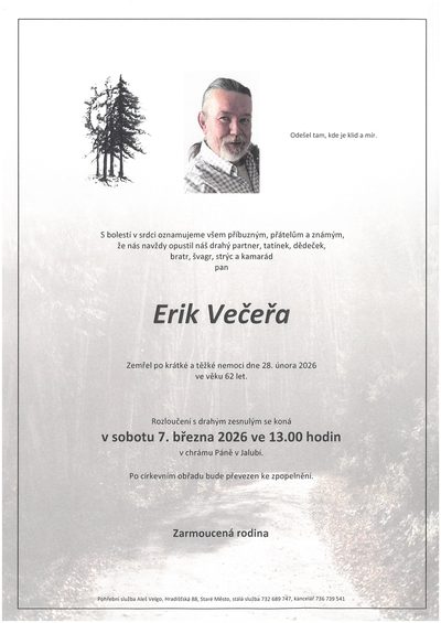 Smuteční oznámení – Erik Večeřa