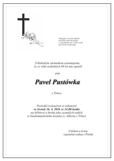 Smuteční oznámení – Pavel Pustówka