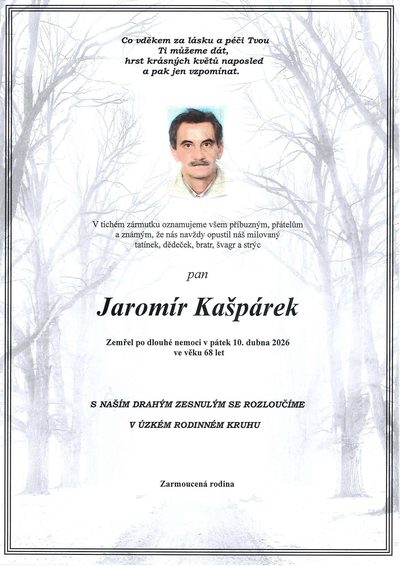 Smuteční oznámení – Jaromír Kašpárek