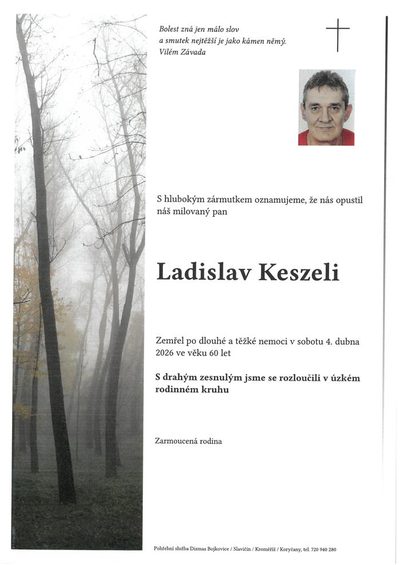 Smuteční oznámení – Ladislav Keszeli