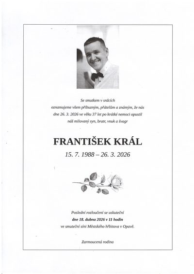 Smuteční oznámení – František Král