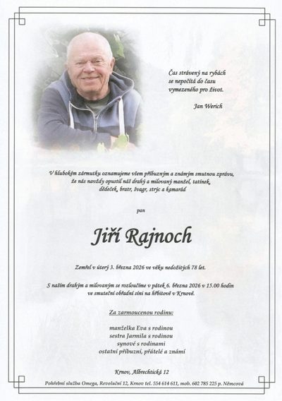 Smuteční oznámení – Jiří Rajnoch