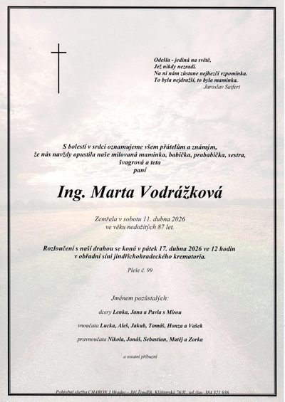 Smuteční oznámení – Jaroslav Saifert