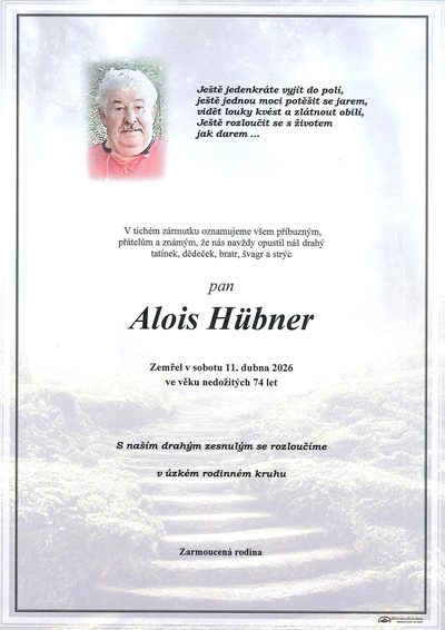 Smuteční oznámení – Alois Hiibner