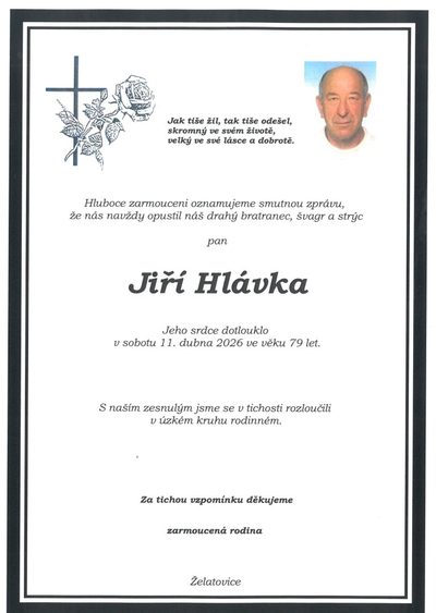 Smuteční oznámení – Jiří Hlávka