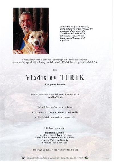 Smuteční oznámení – Vladislav Turek