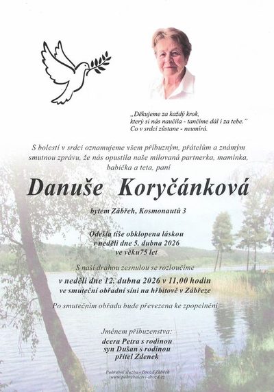 Smuteční oznámení – Danuše Koryčánková