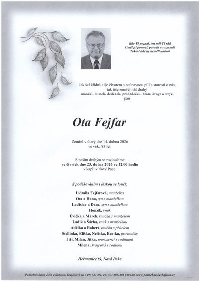 Smuteční oznámení – Fejfar_