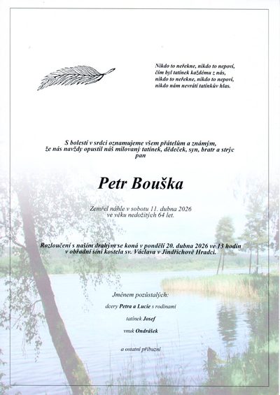 Smuteční oznámení – Petr Bouška