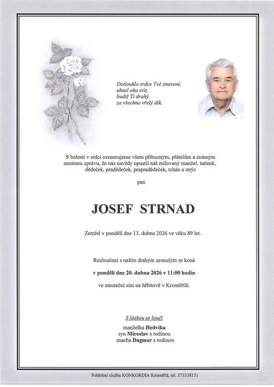 Smuteční oznámení – Josee Strnad