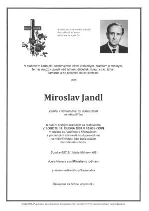 Smuteční oznámení – Miroslav Jandl