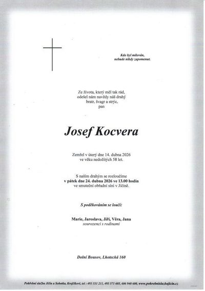 Smuteční oznámení – Kocera