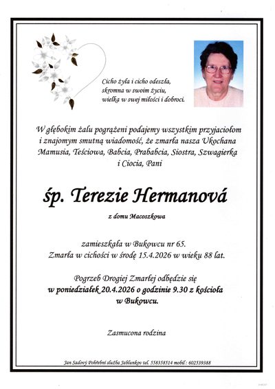Smuteční oznámení – Sp Hermanová